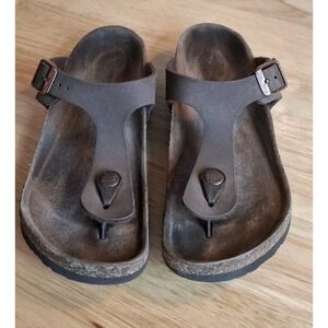 Birkenstock Kids Gizeh Brn Birko-Flor Thong Sandals Cork Footbed Youth EU 34/35
